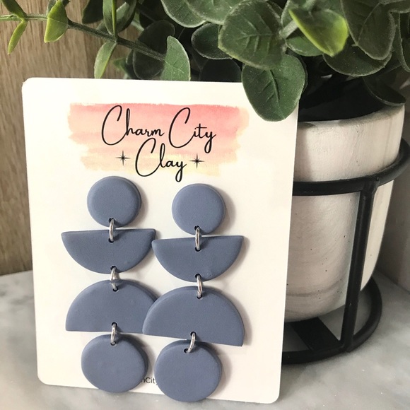 Charm City Clay Jewelry - Slate Blue Polymer Clay Earrings